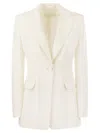 Max Mara Plinio Single Breasted Cady Tuxedo Jacket In Bianco Sporco