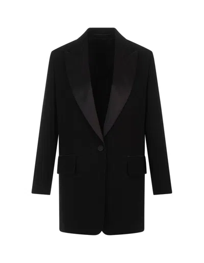 Max Mara Single-breasted Long-sleeved Jacket In Black