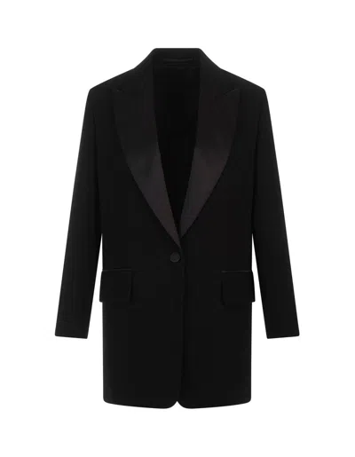 Max Mara Single-breasted Long-sleeved Jacket In Nero