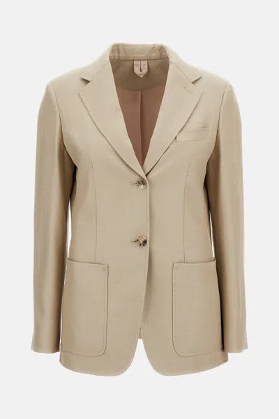 Max Mara Single-breasted Pesche Jacket In Neutral