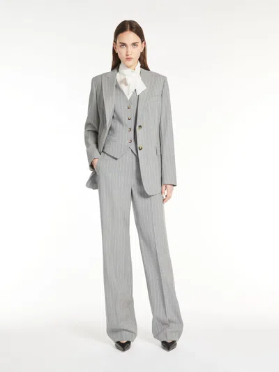 Max Mara Single-breasted Pinstripe Wool Blazer In Gray