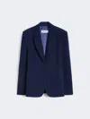Max Mara Single-breasted Piqué Jersey Blazer In Blue