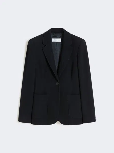 Max Mara Single-breasted Piqué Jersey Blazer In Blue
