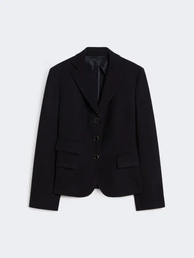 Max Mara Single-breasted Piqué Jersey Jacket In Blue