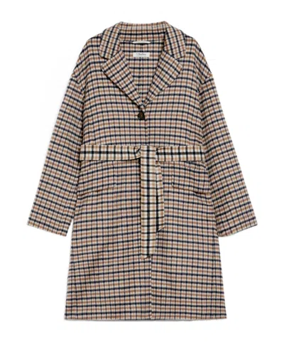 Max Mara Single-breasted Plaid Coat In Nude
