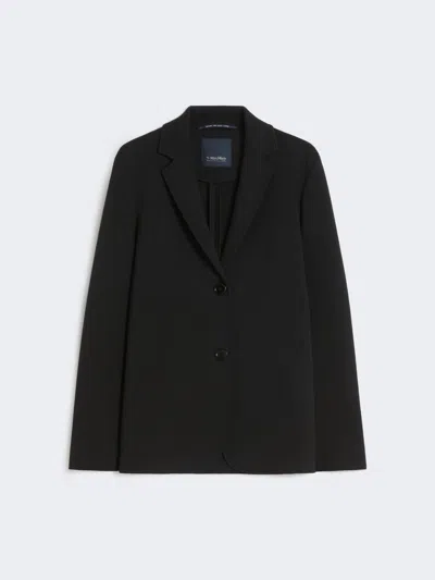 Max Mara Single-breasted Scuba Jersey Jacket In Black