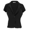 Max Mara Single-breasted Short Sleeve Blazer In Black Wool In Black