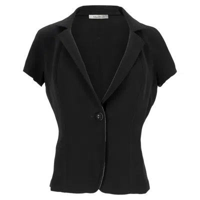 Max Mara Single-breasted Short Sleeve Blazer In Black Wool