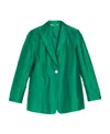 Max Mara Single-breasted Silk Blazer In Green