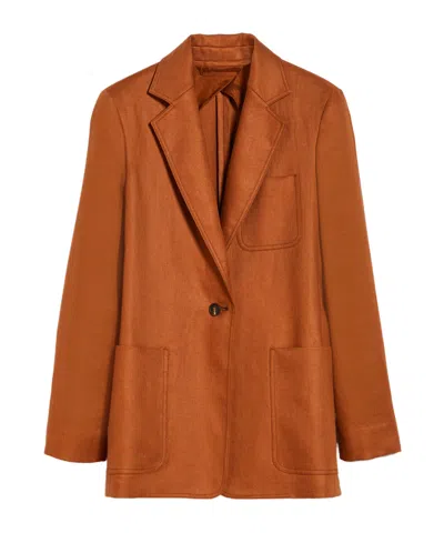 Max Mara Linen Single-breasted Bohemia Blazer Tobacco In Brown