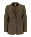 Max Mara Wool Blend Apice Blazer With Front Pockets In Green