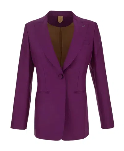 Max Mara Single-breasted Suit Jacket In Purple