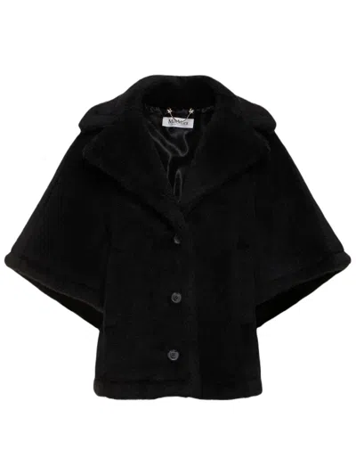 Max Mara Single-breasted Teddy Coat In Black