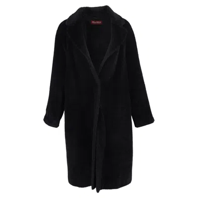 Max Mara Single-breasted Teddy Coat In Black Wool