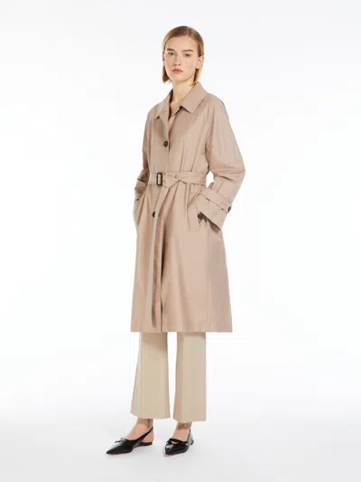 Max Mara Single-breasted Trench Coat In Water-resistant Twill In Neutral
