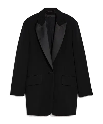 Max Mara Single-breasted Tuxedo Casual Jacket In Black