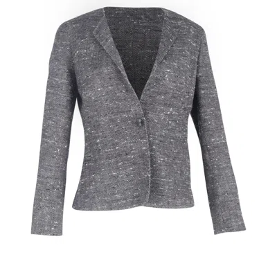 Max Mara Single-breasted Tweed Blazer In Grey Wool In Gray