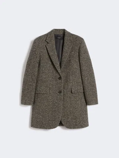 Max Mara Single-breasted Tweed Coat In Brown