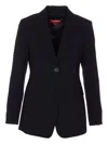 Max Mara Single-breasted V-neck Blazer In Black