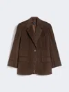 Max Mara Single-breasted Velvet Blazer In Brown