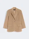 Max Mara Single-breasted Velvet Blazer In Sand
