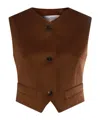 Max Mara Edda Camel Light Leather Vest In Brown