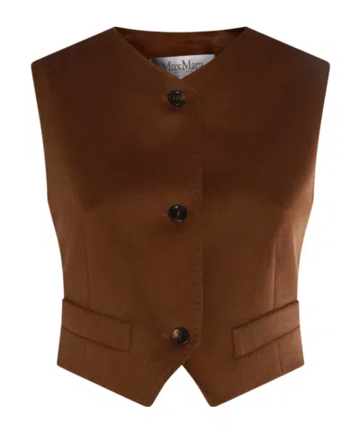 Max Mara Single-breasted Vest In Brown
