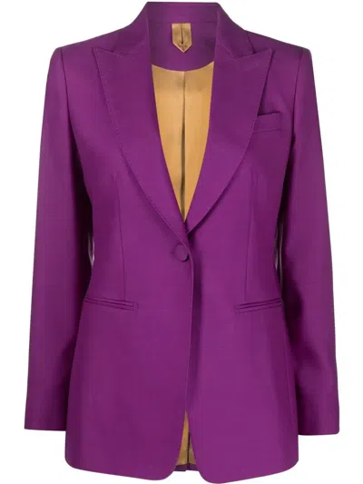 Max Mara Single-breasted Virgin Wool-blend Blazer In Purple