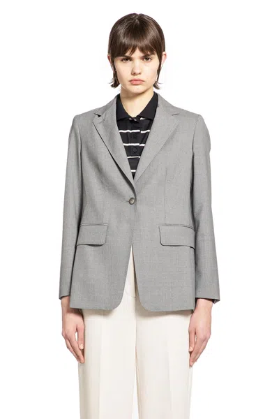 Max Mara Single-breasted Wollen Cloth Blazer In Gray