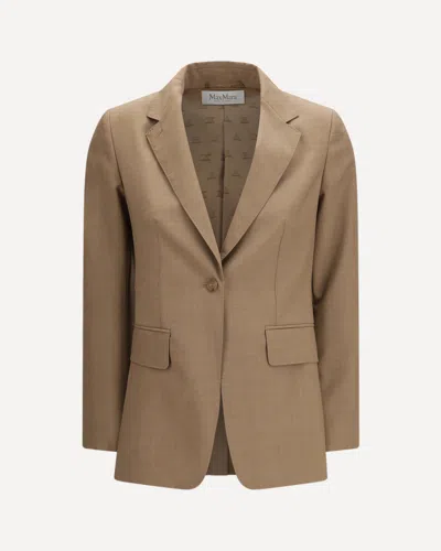 Max Mara Single-breasted Wool Blazer In Orange
