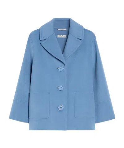 Max Mara Single-breasted Wool Coat In Blue