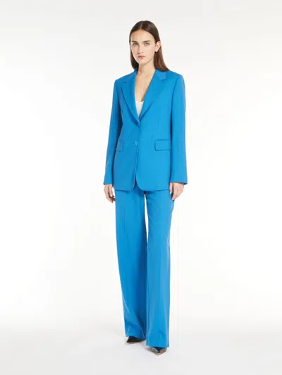 Max Mara Single-breasted Wool Crepe Blazer In Blue Azure