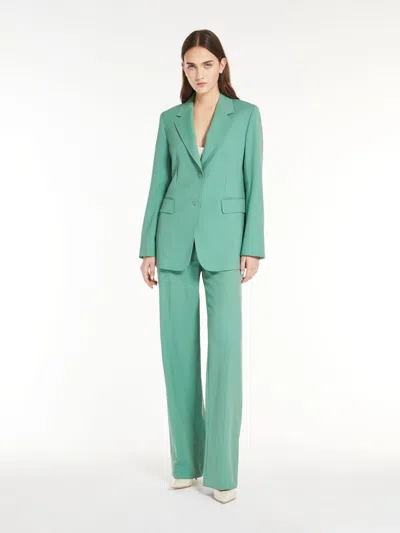 Max Mara Single-breasted Wool Crepe Blazer In Green