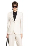 Max Mara Single-breasted Wool Piqué Blazer In White
