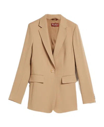 Max Mara Single-breasted Wool Suit Jacket In Nude