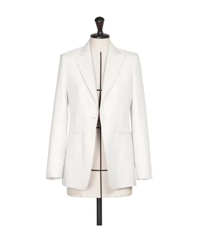 Max Mara Single-breasted Wool Suit Jacket In White