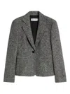 Max Mara Single-button Tweed Blazer In Gray