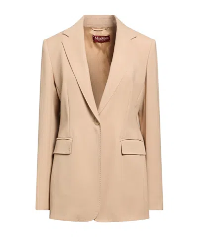 Max Mara Single- Wool Suit In Sand-colored