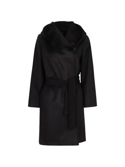 Max Mara Single-breasted Belted Coat In Black