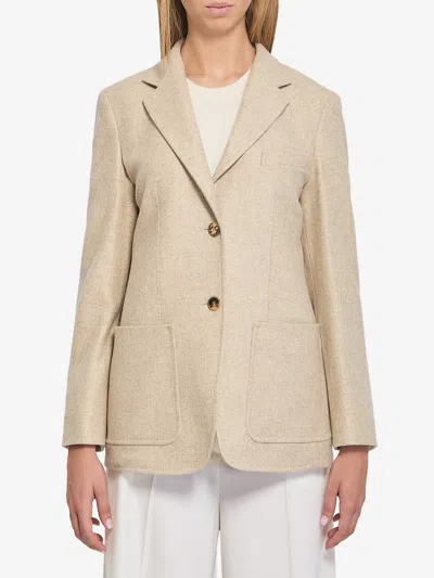 Max Mara Slim Fit Shetland Single-breasted Blazer In Neutral