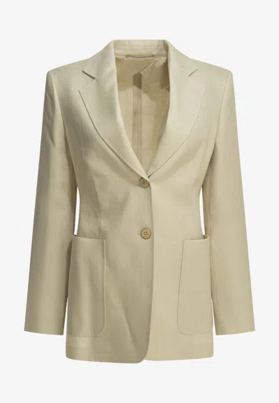 Max Mara Single-breasted Buttoned Blazer In Neutral