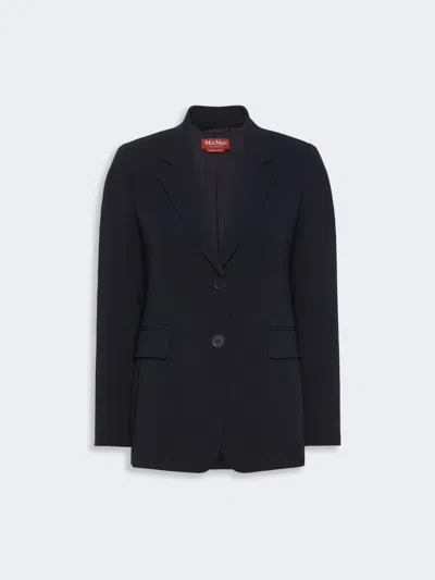 Max Mara Single-breasted Cady Blazer In Navy