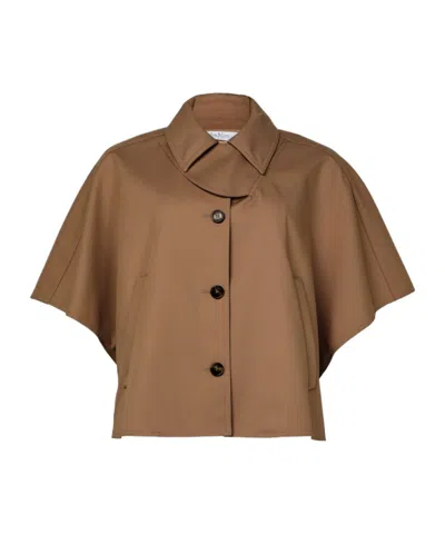 Max Mara Single-breasted Cape In Brown