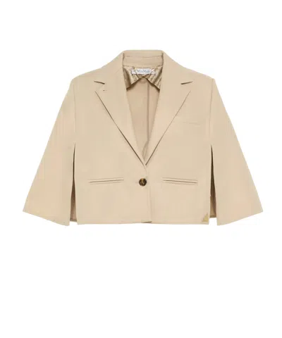 Max Mara Single-breasted Cape In Stone