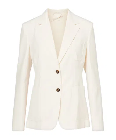 Max Mara Single-breasted Cotton Blazer In White