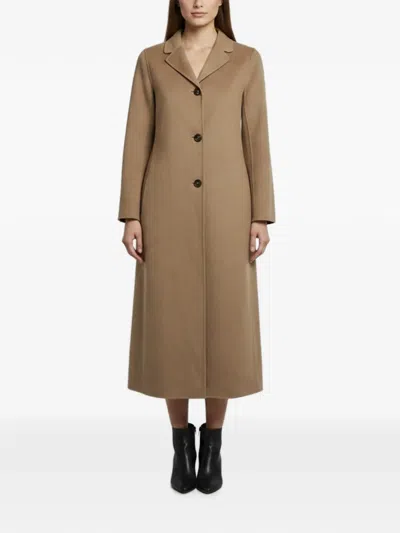 Pre-owned Max Mara Single-breasted Felt Coat In Neutral