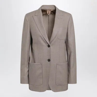 MAX MARA MAX MARA SINGLE-BREASTED JACKET IN DARK KHAKI CASHMERE FOULÉ