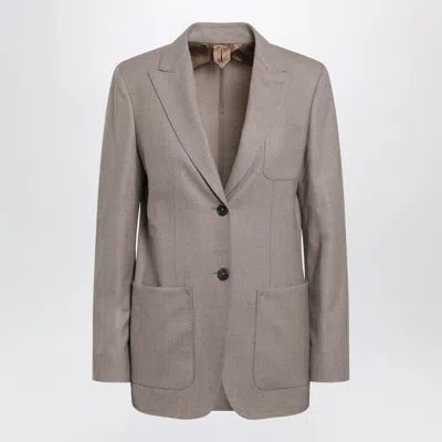 Max Mara Single Breasted Jacket Notch Lapel Pockets In Gray