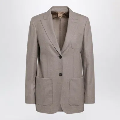 MAX MARA MAX MARA SINGLEBREASTED JACKET IN DARK KHAKI CASHMERE FOULÉ