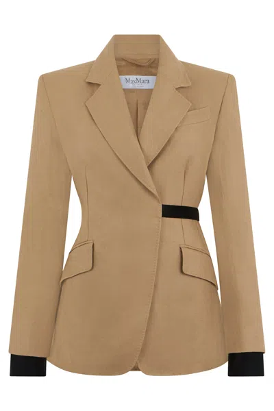 Max Mara Single-breasted Linen Blazer In Brown